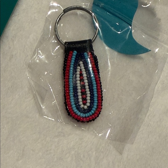 1980s South Africa Xhosa Hand Beaded Key Chain Double Sided